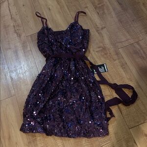 NWT $128 EXPRESS sequin purple evening party dress XS